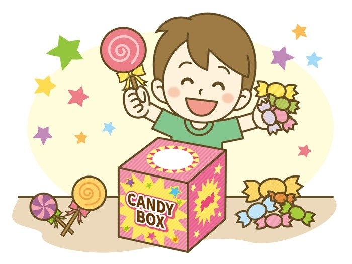 お菓子つかみ取りのイラスト