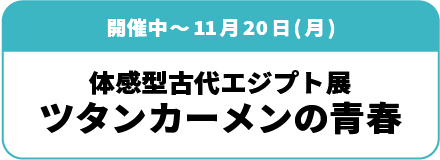 開催中～11月20日(月)「体感型古代エジプト展　ツタンカーメンの青春」