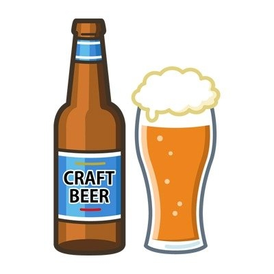 クラフトビールの瓶とグラスに注がれたビールのイラスト