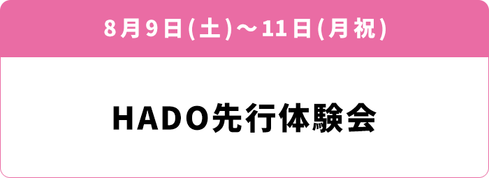 8月9日(土)～11日(月祝) 「HADO先行体験会」