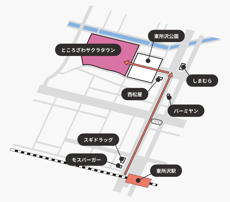 東所沢駅からの徒歩ルート